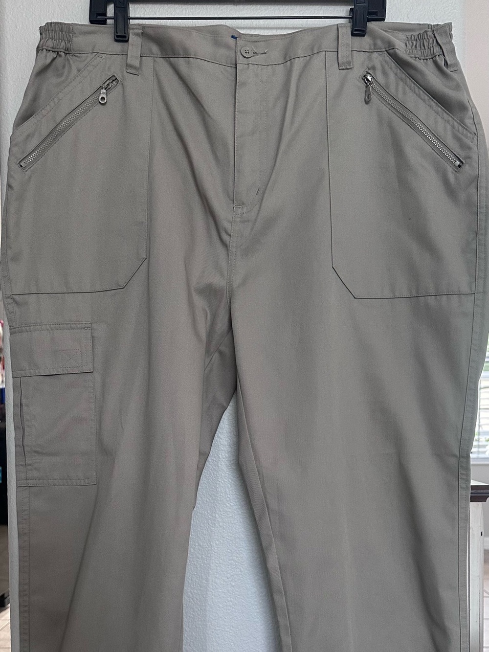 Men's Cargo Trousers in Olive Green - Classic Utility Fit. Inseam is 30